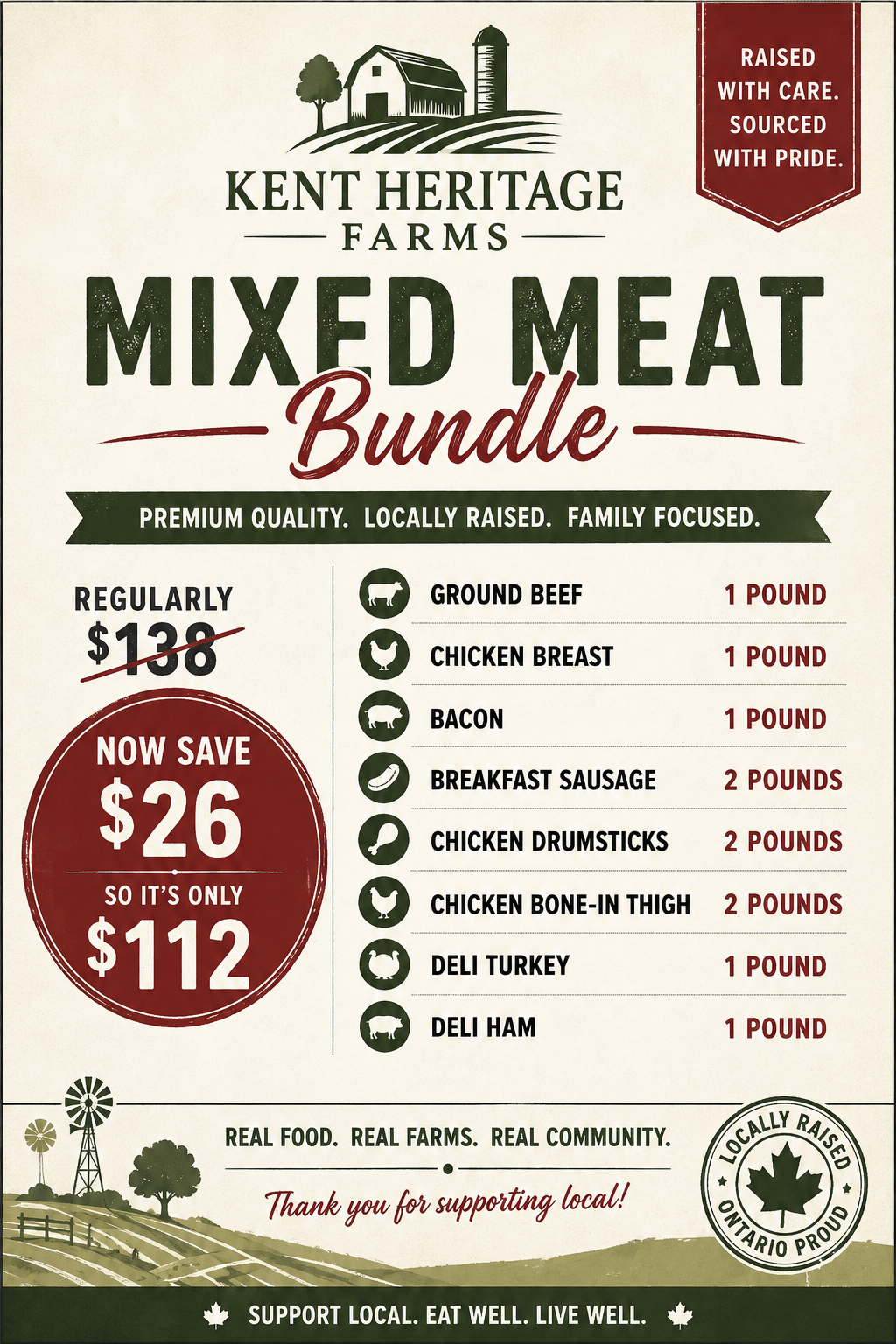 Kent Heritage Farms Mixed Meat Bundle $26 off
