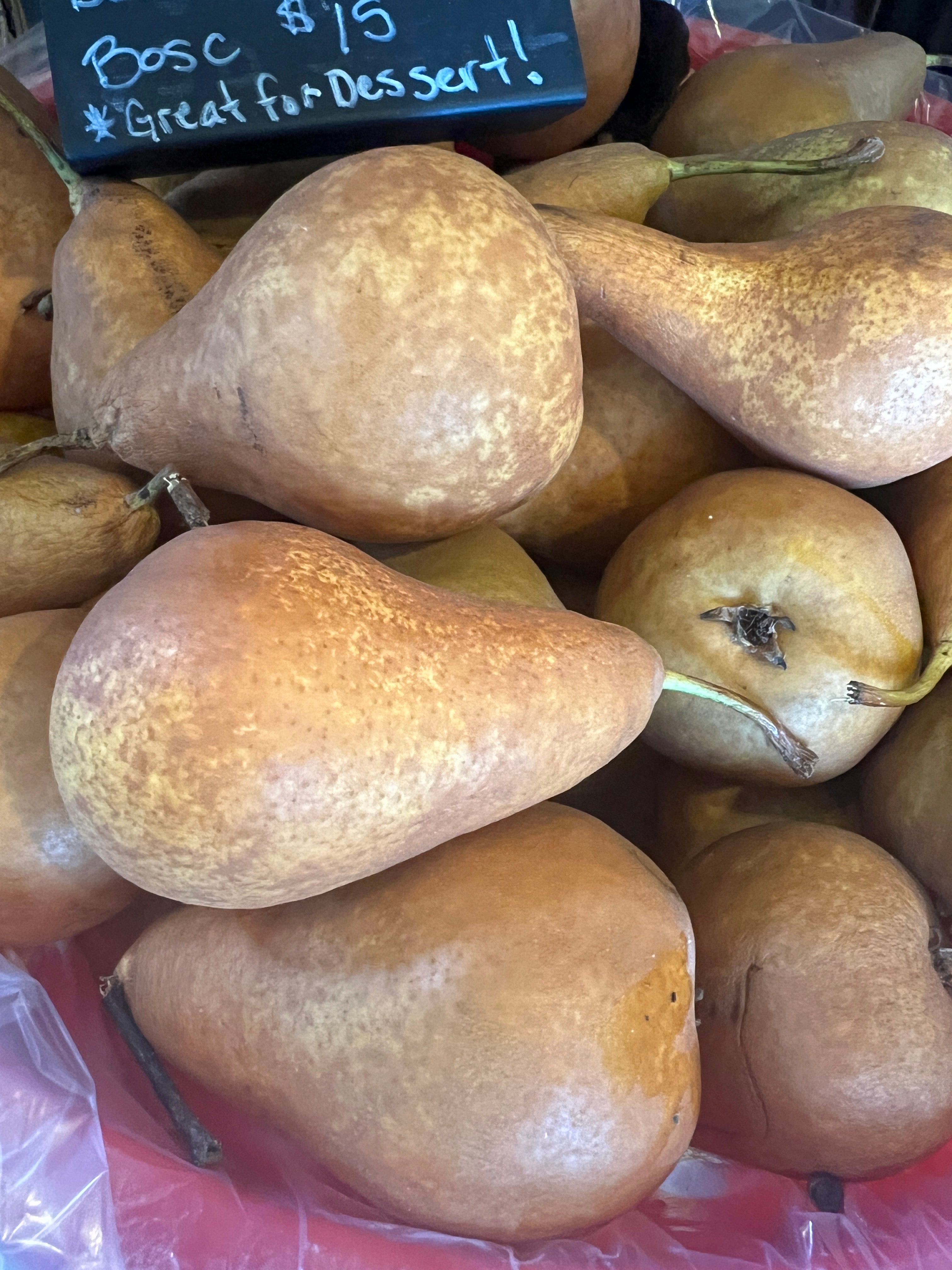 Bosc half bushel now $5 off